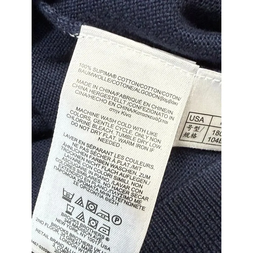 Brooks Brothers Cotton Navy Blue V-Neck Sweater Vest Men's Large